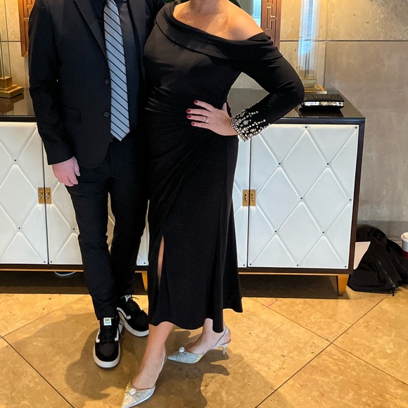 Ieena for Mac Duggal black midi dress with gorgeous jewels - Picture 8 of 8